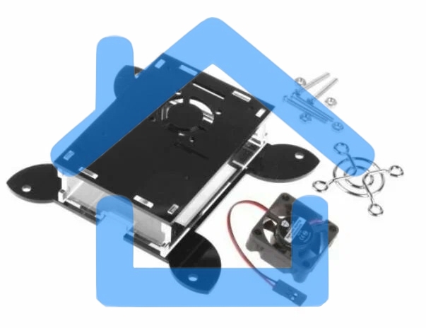 Корпус Qumo, VESA 100x100+вентилятор, Raspberry Pi 4, акрил, черный (RS043)
