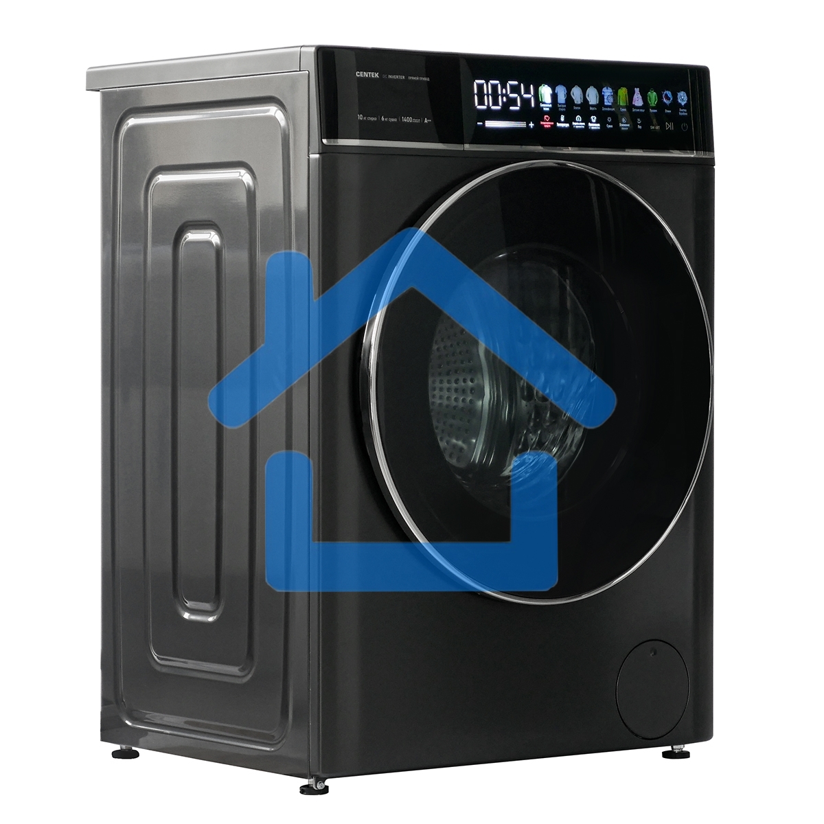 Стиральная машина с сушкой Centek CT-1976 серый, загрузка фронтальная 10кг, 1400 об/мин, Класс А+++