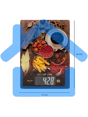 Кухонные весы Galaxy Line GL 2821, стекло, платформа из высокопрочного стекла, максимальный вес 8 кг