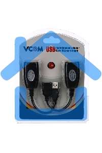 Кабель AM/AF удлинитель USB по витой паре VCOM (AM/RJ45-RJ45/AF) до 45m CU824