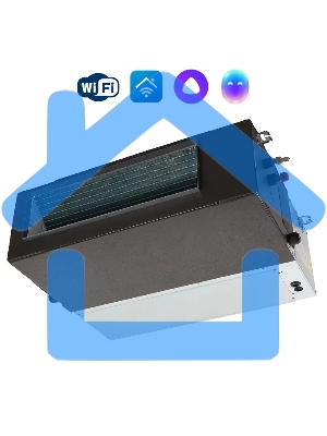 Блок внутренний сплит-системы канального типа Ballu BLC_D/in-60HN1_21Y 60000 BTU, 160 м², 45 дБ, охлаждение, обогрев, осушение, серый