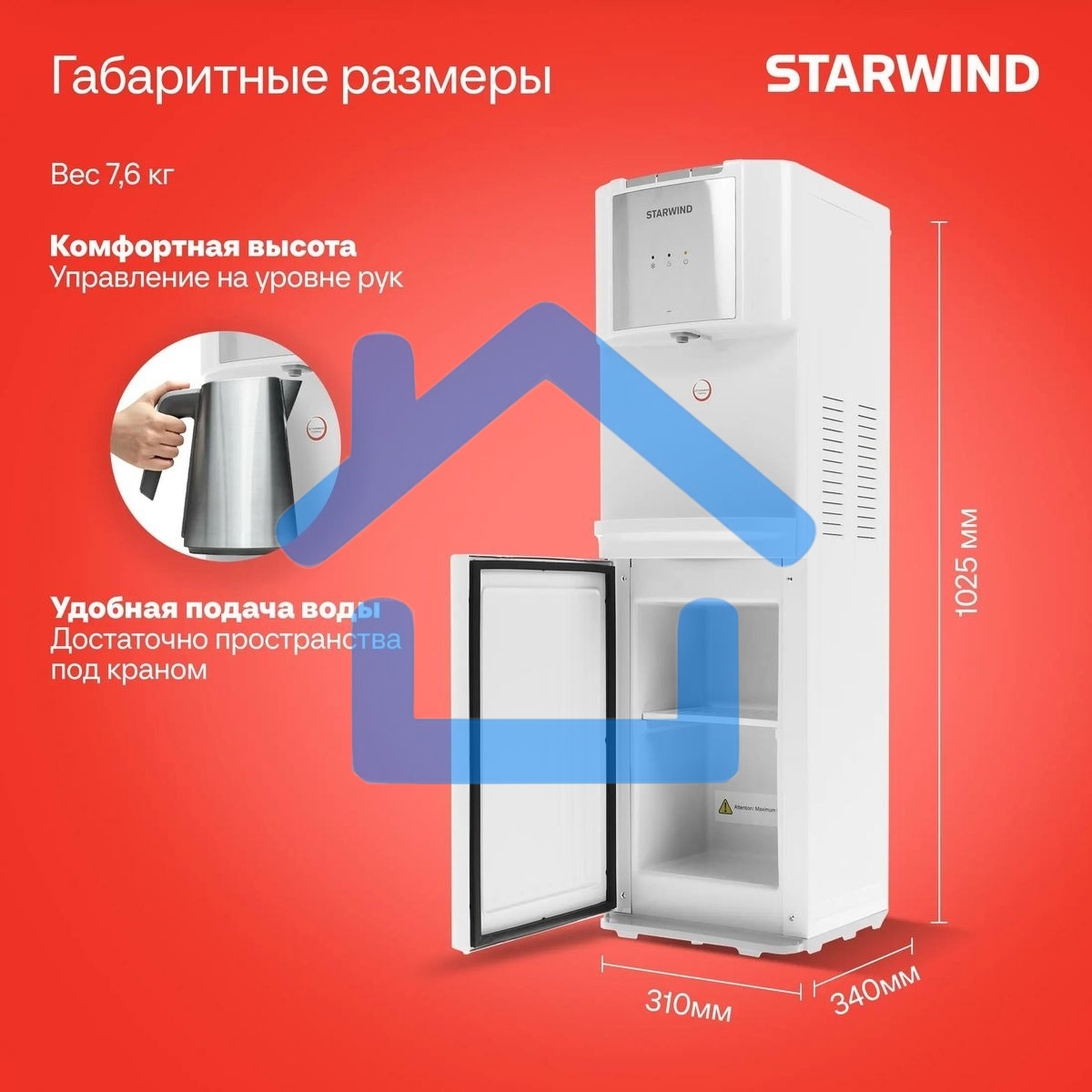 Кулер Starwind SW-1115EW напольный электронный белый