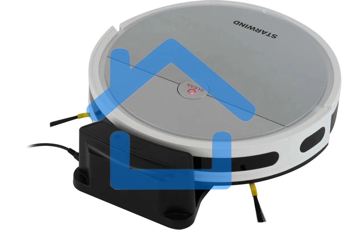 Робот-пылесос Starwind SRV4570 серебристый/белый, 15 Вт, 2000 мА·ч Li-Ion, уборка влажная/сухая, пылесборник контейнер 0.3 л