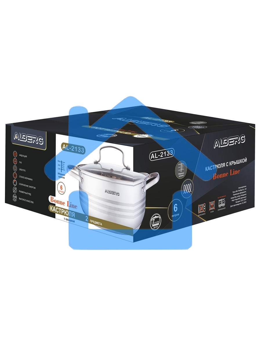 Кастрюля ALBERG AL-2133 Bonne Line с крышкой 6 л (Ø26 х 12.0 см)
