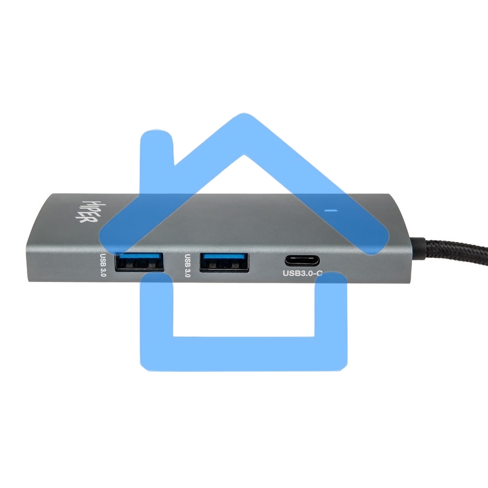 Док-станция HIPER Docking station USB-C HUB 6in1 (1*USB-C 100W PD, 1*HDMI 4K@60Hz, 2*USB-A 3.0 (5Gbps data), 1*USB-C 3.0 (5Gbps data), 1*RJ45 Gb)
