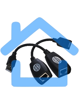 Кабель AM/AF удлинитель USB по витой паре VCOM (AM/RJ45-RJ45/AF) до 45m CU824