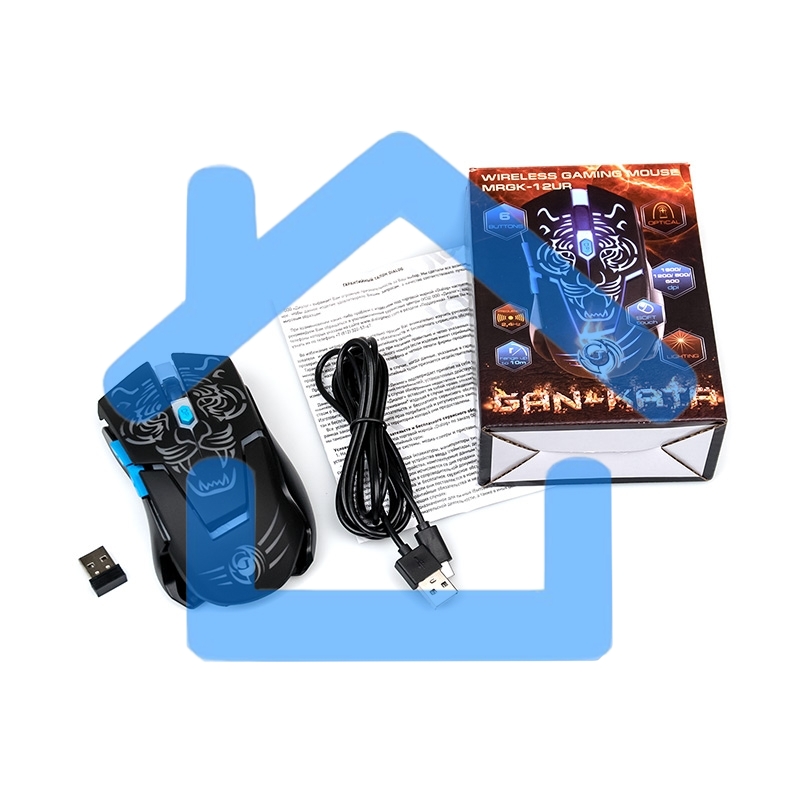 Мышь беспроводная Dialog Gan-Kata MRGK-12UR черный, 1600 dpi, радиоканал, USB, кнопки - 6