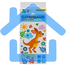 Карандаши цветные Silwerhof Веселые друзья 2.65мм, трехгранный профиль, дерево, ассорти, 24 цвета, коробка с европодвесом