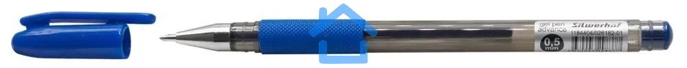 Ручка гелевая Silwerhof Advance (026182-01), d=0.5мм, синие чернила, сменный стержень, линия 0.3мм, резиновая манжета