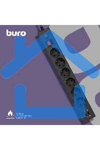 Сетевой фильтр Buro BU-SP3_USB_2A-B 3м (6 розеток) черный (коробка)