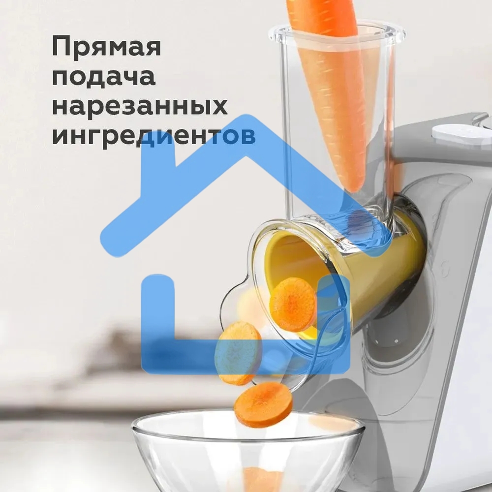 Овощерезка BQ CH1010, 150 Вт, 5 сменных насадок, белый/серый