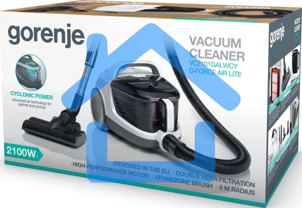 Пылесос Gorenje VC2101GALWCY (731886) белый, 300/2100 Вт, уборка сухая, пылесборник контейнер, 3.3 л