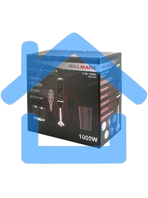 Блендер погружной Willmark WHB-1155BS(soft touch,стак.600мл.,венчик, нас.пюре,измельч, черный 1000W)