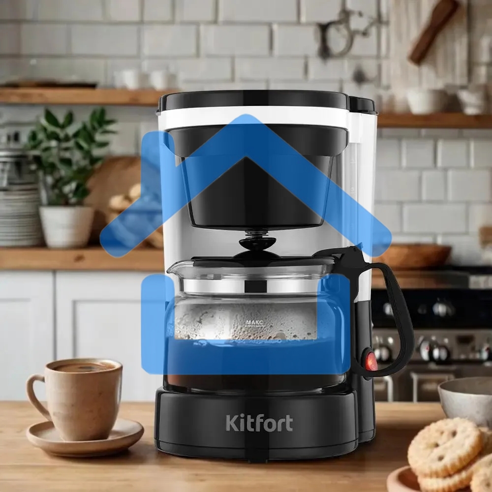 Кофеварка капельная Kitfort КТ-7486 черный/белый, исп. кофе - молотый, 0.6 л, 550 Вт