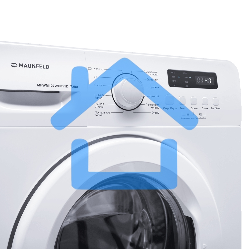 Стиральная машина Maunfeld MFWM127WH051D белый, загрузка фронтальная 7 кг, 1200 об/мин., класс: А+++