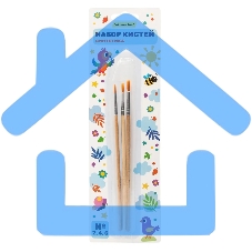 Набор кистей Silwerhof Веселые друзья (набор 3шт) синтетика, №2,4,6, деревянная ручка