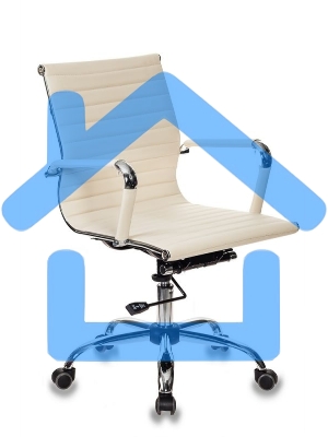 Кресло руководителя Бюрократ CH-883-LOW/IVORY слоновая кость, низкая спинка, искусственная кожа, крестовина хром