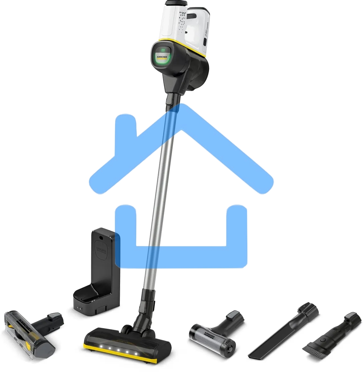 Пылесос вертикальный Karcher VC 6 Cordless серебристый/белый, питание от аккумулятора, 250 Вт, уборка сухая, пылесборник 0.8 л, работа от АКБ max 50 мин.