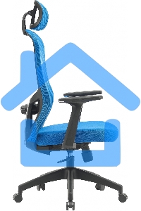 Кресло компьютерное Cactus CS-MC515-BL темно-синий, сиденье темно-синий, сетка/ткань, с подголов. крестов. пластик, пластик черный