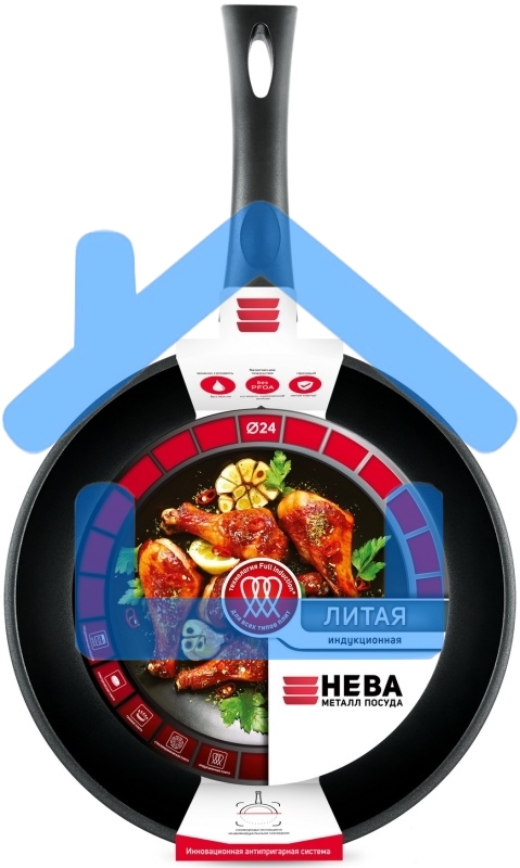 Сковорода НЕВА-МЕТАЛЛ L 08124i литая 24 см