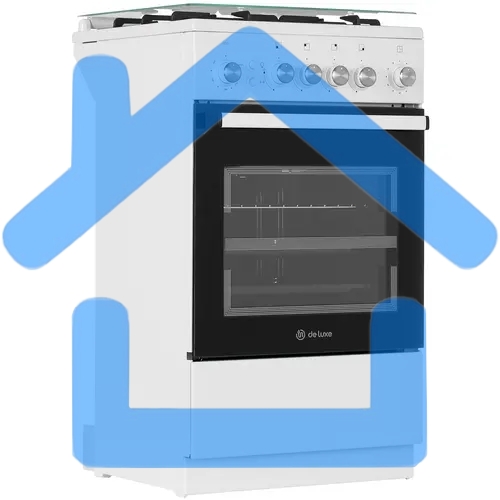 Плита газовая De Luxe 5040.30г (кр) ЧР белый/черный, конфорок 4 шт, духовка 43 л, 50 см x 85 см x 50 см
