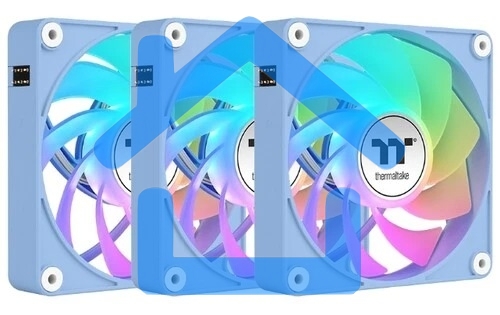 Комплект вентиляторов для корпуса Thermaltake CT120 EX Reverse ARGB Sync (3 шт.) голубой, 120 мм, 2000 об/мин, 31.2 дБ, 4 pin