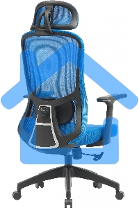 Кресло компьютерное Cactus CS-MC515-BL темно-синий, сиденье темно-синий, сетка/ткань, с подголов. крестов. пластик, пластик черный