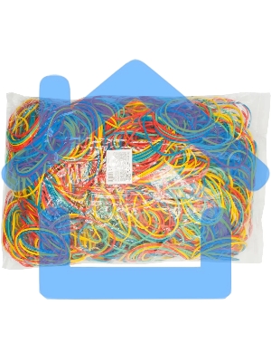 Резинки для купюр Buro d=60 мм, ширина 1.5 мм, 1000 гр, ассорти, пластиковый пакет