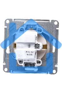 Механизм розетки 1-м СП W59 16А защ. шторки с заземл. белый SchE RS16-152-1-86