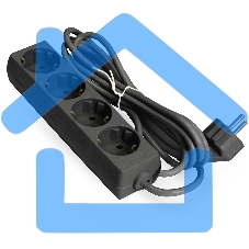 Удлинитель ExeGate ECE-4-3B (EX285813RUS), черный, 3 м, Евровилка с заземлением, 4 евророзетки с заземлением, 2200 Вт