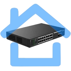 Неуправляемый 18-портовый коммутатор DAHUA DH-SF1018LP с РоЕ, 16xRJ45 100Mb PoE, 2xRJ45 1Gb, суммарно 135Вт, коммутация 7.2 Gbит/с, MAC-таблица 8К, металл