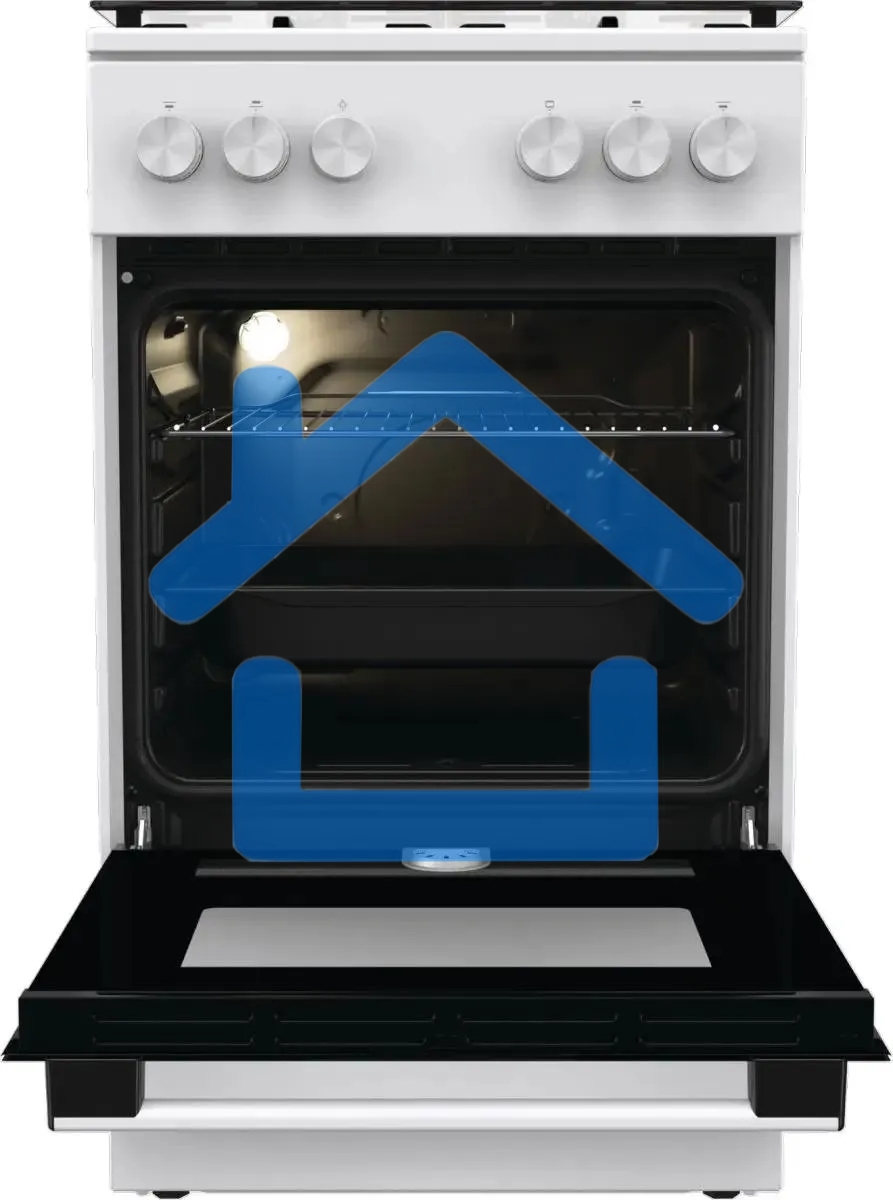 Плита газовая Gorenje GG5A10WH белый, конфорок 4 газовых, духовка 70 л, 50 см x 85 см x 59.4 см