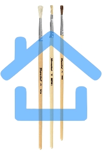 Набор кистей Silwerhof 980055 (набор 3шт) пони круглая №2 / коза круглая №3 / щетина плоская №4, деревянная ручка