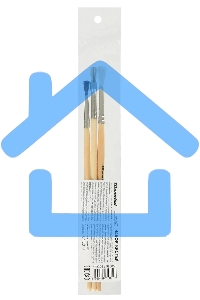 Набор кистей Silwerhof 980055 (набор 3шт) пони круглая №2 / коза круглая №3 / щетина плоская №4, деревянная ручка