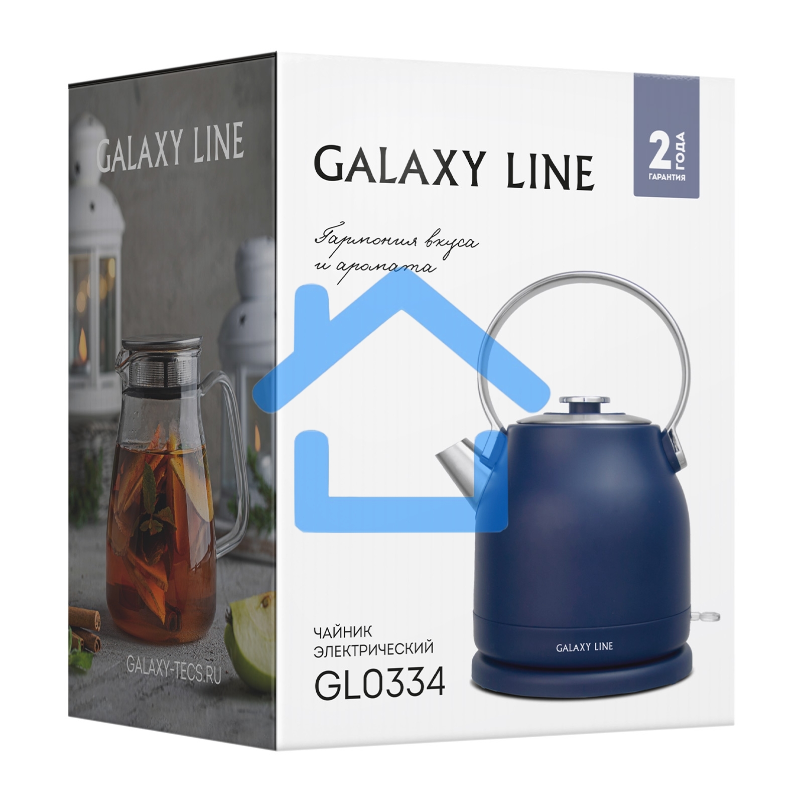 Чайник электрический Galaxy Line GL 0334, синий, металл, 2200 Вт, 1,5 л