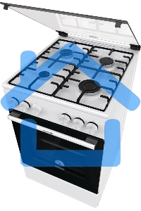 Плита газовая Gorenje GG5A10WH белый, конфорок 4 газовых, духовка 70 л, 50 см x 85 см x 59.4 см