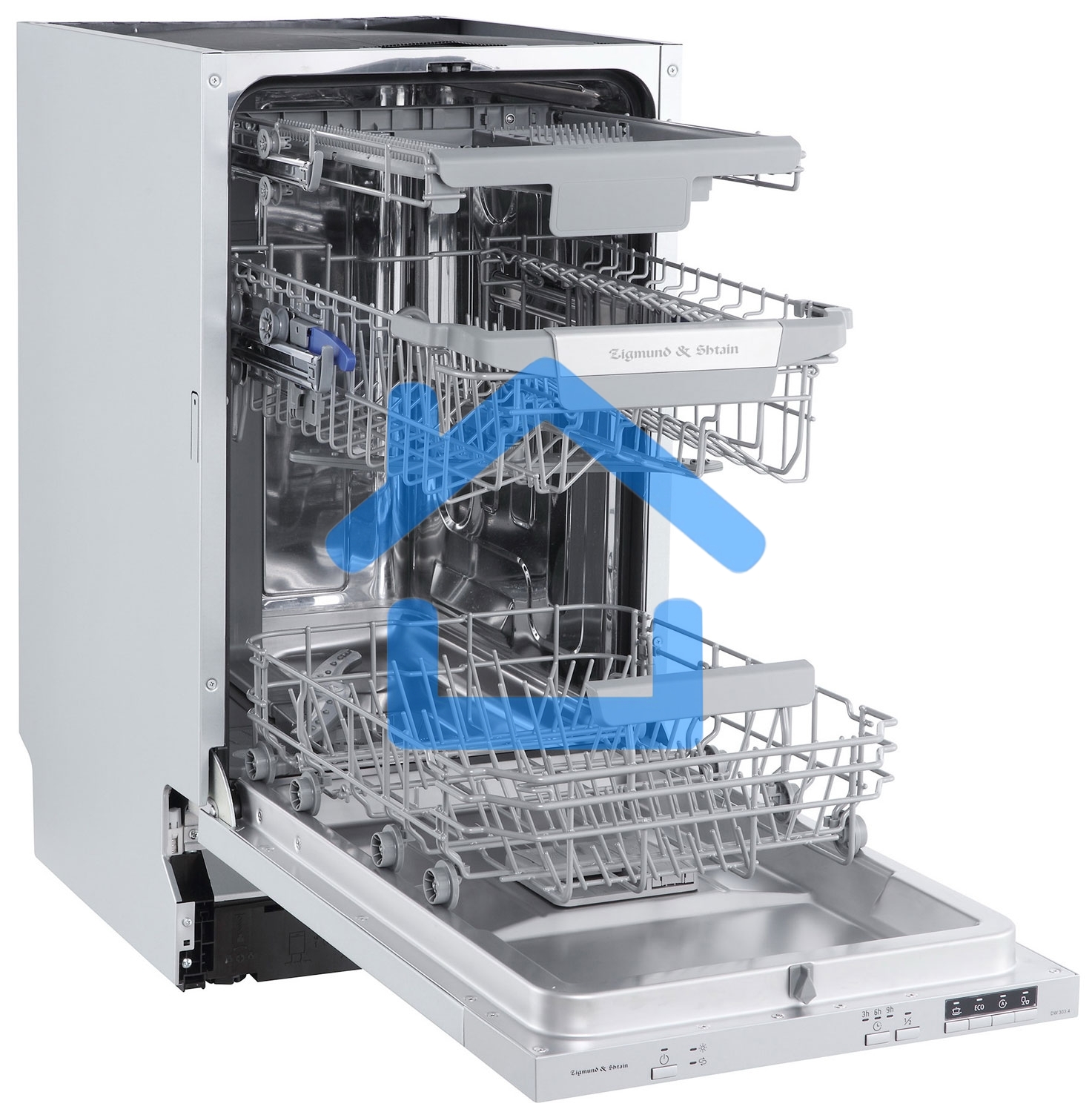 Встраиваемая посудомоечная машина Zigmund & Shtain DW 303.4, серый, 44.8 см, 10 компл., 49 дБ, класс A+++