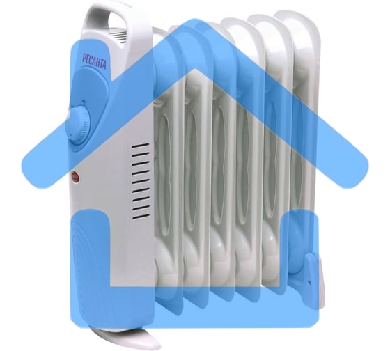 Обогреватель масляный Ресанта ОММ-7Н (7 секций) белый, 700 Вт, 10 м2, термостат 67/3/1