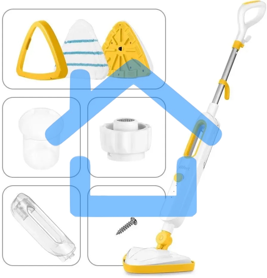 Швабра паровая Kitfort КТ-1048-1 белый/желтый