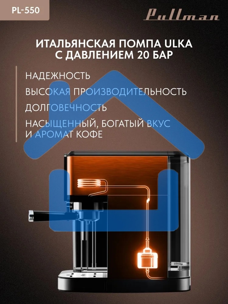 Кофеварка рожковая Pullman PL-550 серый/черный