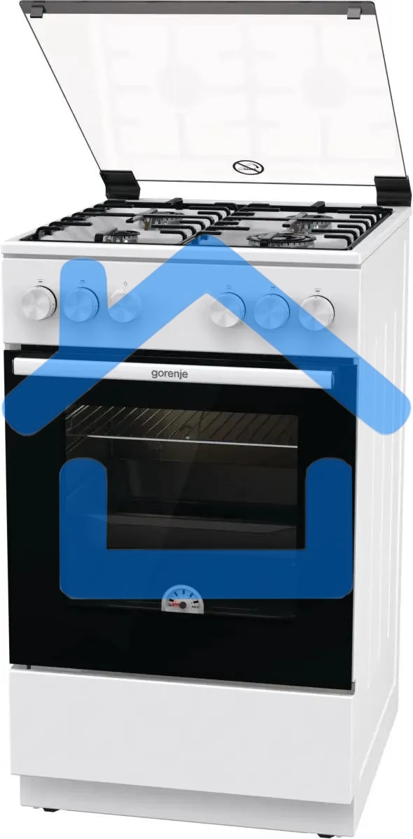 Плита газовая Gorenje GG5A10WH белый, конфорок 4 газовых, духовка 70 л, 50 см x 85 см x 59.4 см