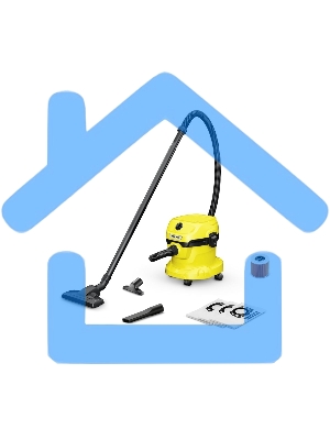 Строительный пылесос Karcher WD 2 Plus V-12/6/18/C Home 1000Вт (уборка: сухая) желтый