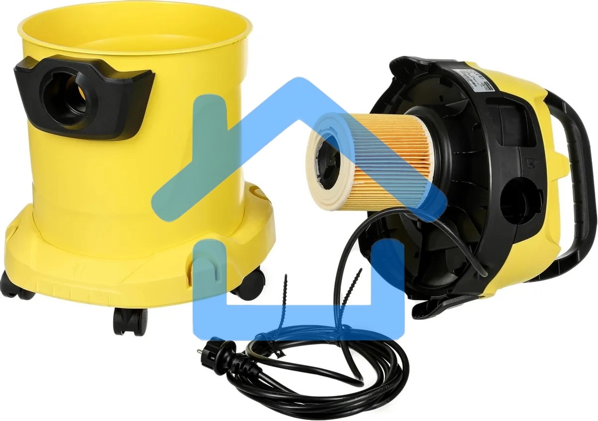 Строительный пылесос Karcher WD 3 P V-17/4/20 желтый, 1000 Вт, уборка сухая/сбор воды, пылесборник мешок/контейнер, 17 л