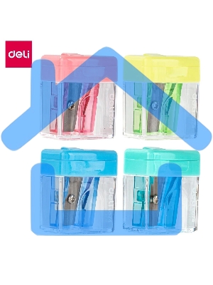 Точилка для карандашей ручная Deli E0574 Cubic, 1 отверстие, пластик, ассорти, дисплей