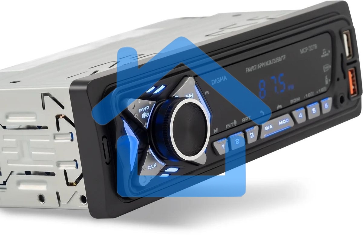 Автомагнитола Digma MCP-227B 1DIN 2x45Вт v5.0 USB 2.0 AUX 2 ПДУ