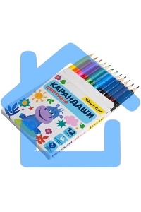 Карандаши цветные Silwerhof Mini Веселые друзья 2.65мм, шестигранный профиль, дерево, ассорти, 12 цветов, коробка с европодвесом