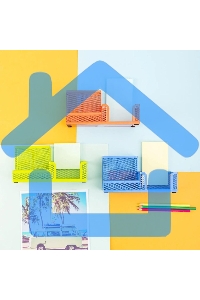 Подставка Deli E9154 3 отделения для письменных принадлежностей, 80x80x90мм, ассорти, металл, сетка