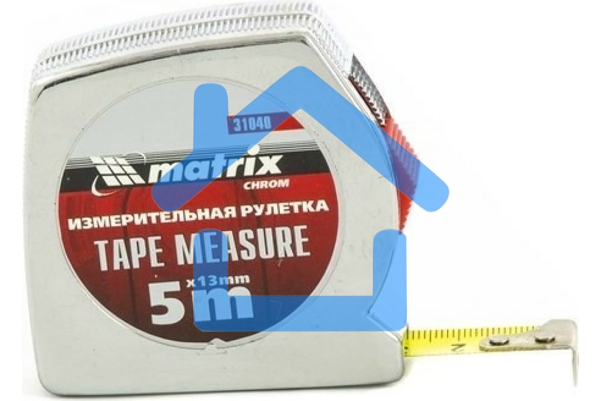 Рулетка MATRIX Chrom, 5 м x 13 мм, хромированный корпус 31040