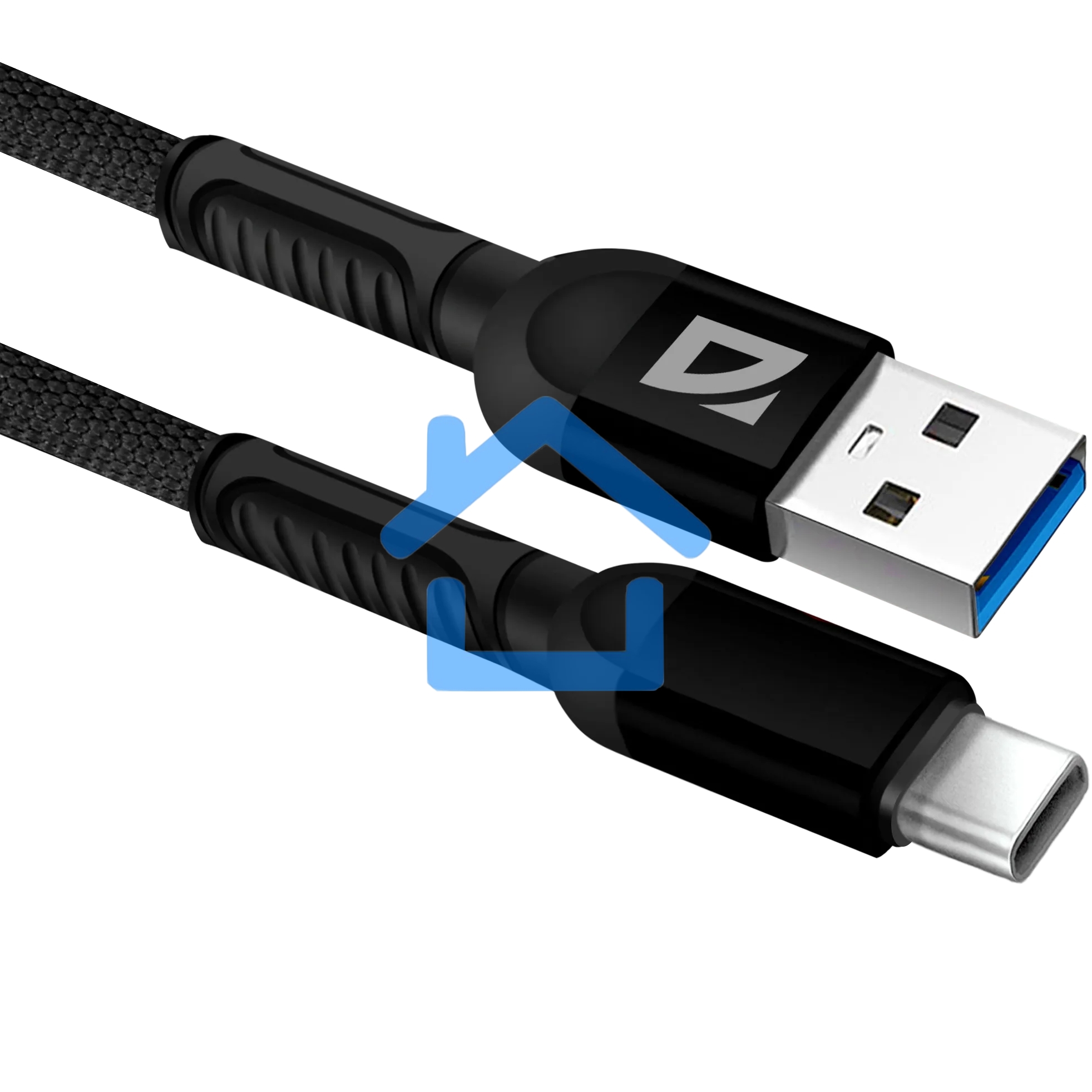 Кабель Defender F167, USB 2.0 (AM) - Type C, 1метр, 2.4А, нейлоновая оплетка, черный.