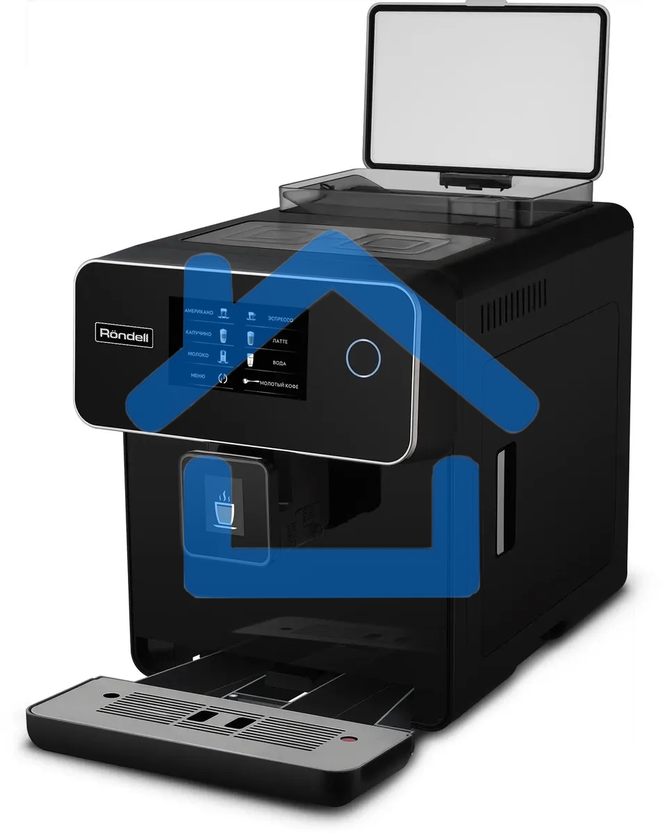 Кофемашина автоматическая Rondell RDE-1114 черный, исп. кофе - молотый/зерновой, 1.6 л, 1500 Вт, 20 бар